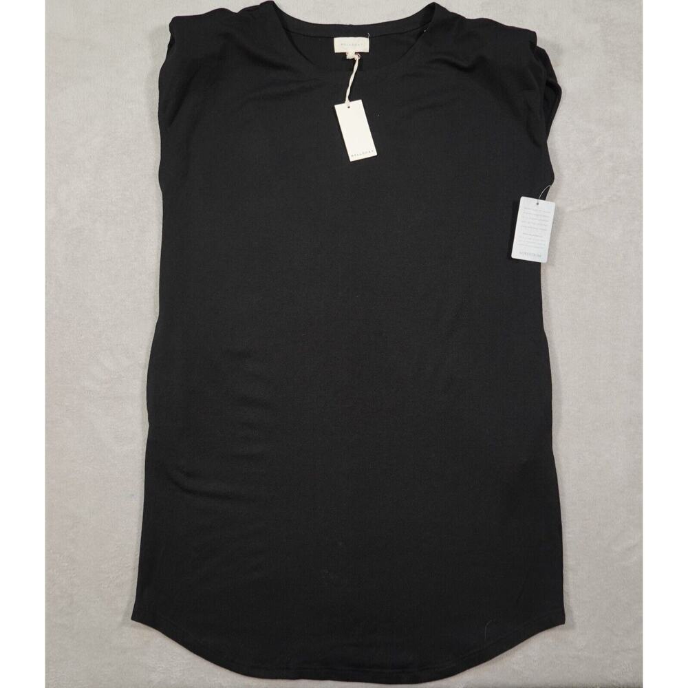 Melloday Womens Black Sleeveless Jersey Dress Solid Sleeveless Round Neck Size L